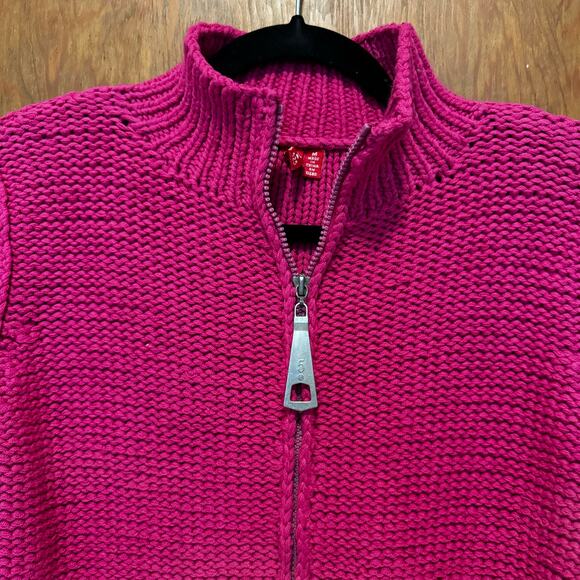 NWT Deadstock Vintage 525 America Hand Knit Chunky Zip Up Sweater Pink M Cottage - Picture 3 of 16